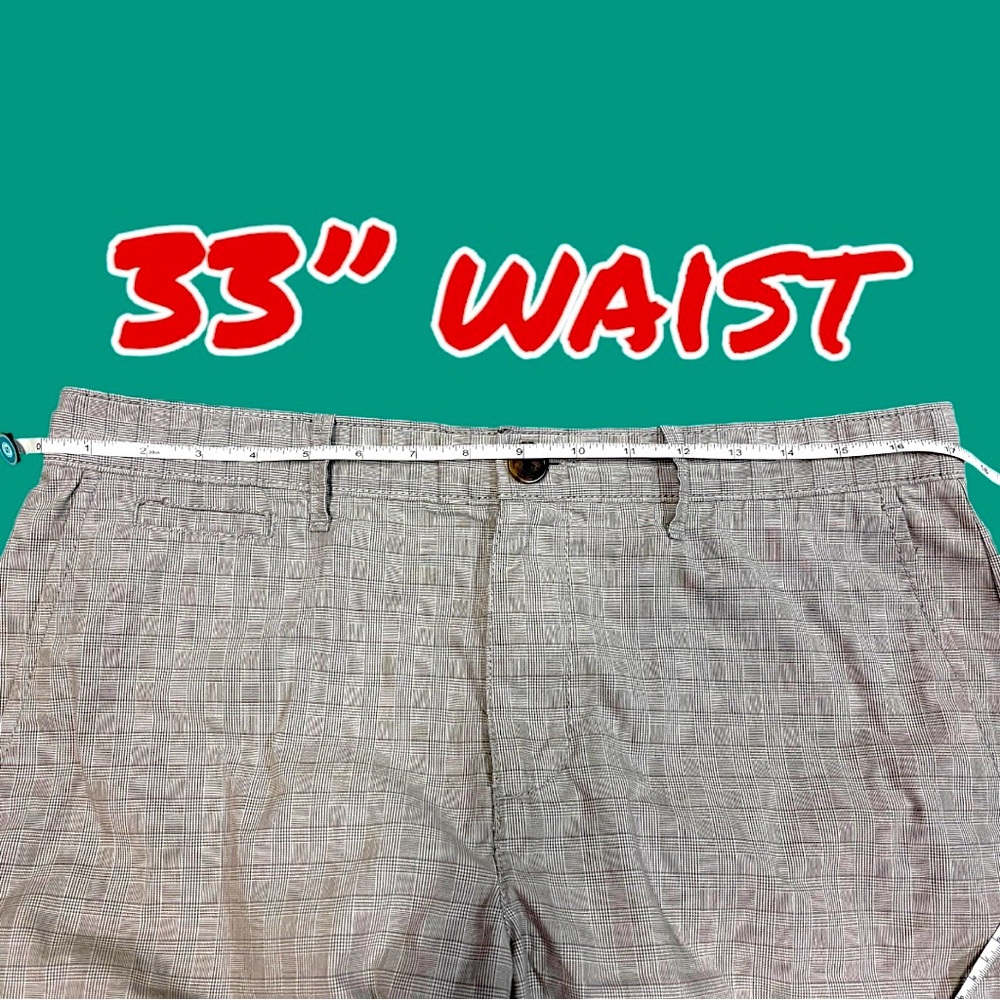 ⭐️HP⭐️Original Penguin Men’s Shorts Bundle. Size 32-33 Grey plaid and Khaki - Picture 5 of 14